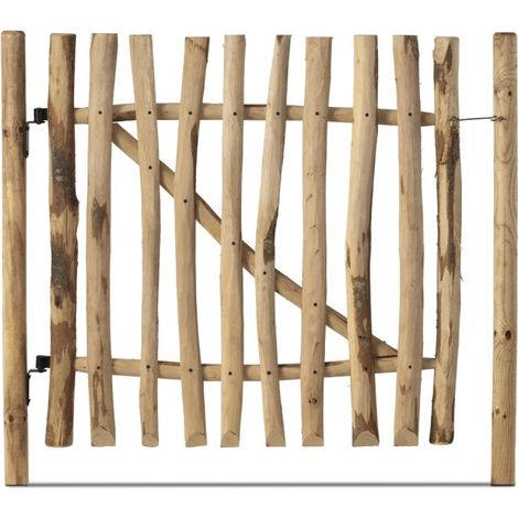 Easycloture – Portillon bois ganivelle 80cm x 1m – Résistant aux intempéries – Piquets en bois fendu – Accessoires inclus : 2 pentures, 2 gonds, 1 loquet (1/5)