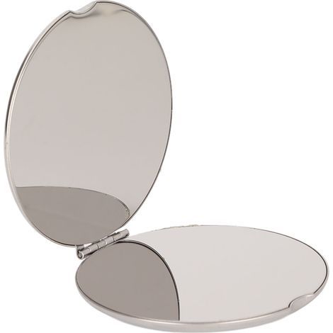 Miroir double face compact pliable en acier inoxydable, miroir de poche rond pour sac à main, idéal pour les voyages. (1/5)