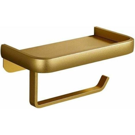 Bathroom toilet paper holder, no drilling required, wall-mounted toilet paper roll hanger (double layer and gold) (1/2)