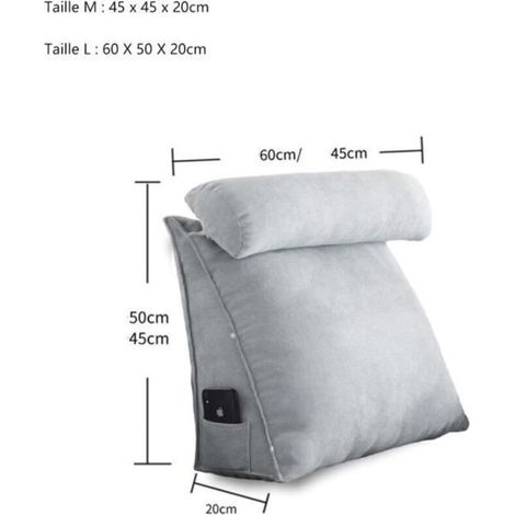 Dreieckiges Kissen für Lesebett, Sofalehne, Kopfteil, mit Lendenkissen und Nackenkissen. (1/5)