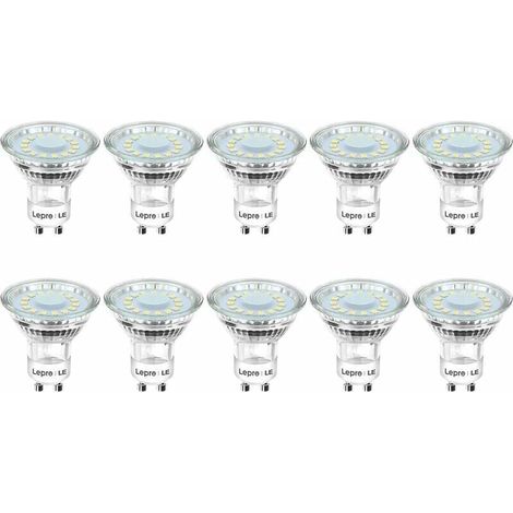 Ampoule Led Gu10 - 4 W - 325 Lm - 6500 K - Angle De Faisceau 120° - Équivalent 50 W Halogène - Pour Spot Encastré Et Rail - Lot De 10 (1/5)