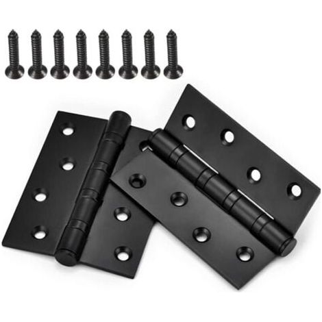 2 Pcs Charnière de Porte à Roulement à Billes Noir en Inox Charnières Portes Pliables pour Meubles Grange Garage avec Vis (1/5)