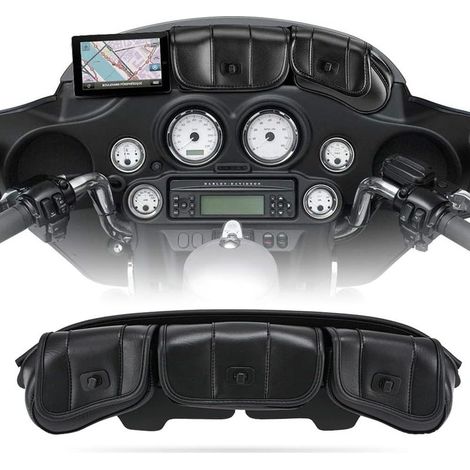 Sac de Pare-Brise de Moto en Cuir PU avec Fermetures magnétiques pour Sacs de Pare-Brise Harley Touring Street Glide Electra Glide 1996-2013 (1/5)
