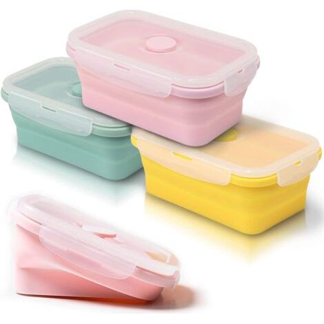 3 packs Récipients Pliables en Silicone Support Pliable conteneurs de Stockage de Nourriture Silicone Pliable Multicolore Alimentaires en pour Le Camping, la randonnée (551ML) (1/5)