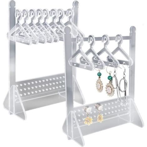 Set di 2 porta orecchini in acrilico, organizer per collane e orecchini, porta gioielli per collane e bracciali