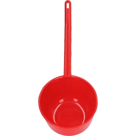 Louche agricole en plastique épais à long manche et grande capacité pour jardin, salle de bain et cuisine (rouge)