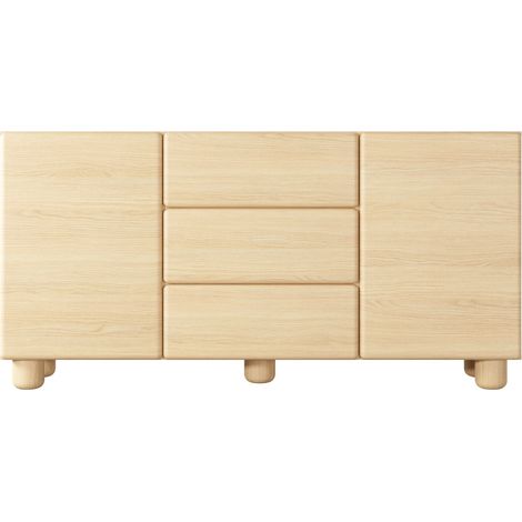 CALANQUE - Buffet 3 tiroirs 160 cm mélaminé Chêne clair (1/5)