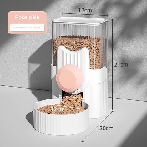 Distributeur de croquettes automatique pour animaux, rose poudré clair, anti-humidité, pour cage