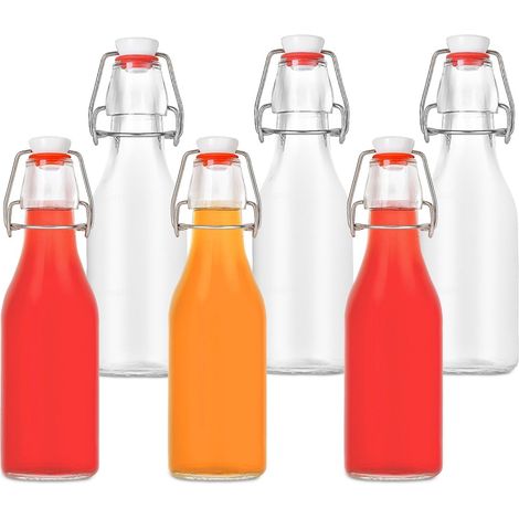 Glasflaschen mit Clipverschluss - 6er-Set, beschreibbare Etiketten