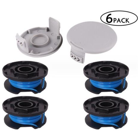 HOXILEELEO - Ensemble de 6 bobines de rechange pour débroussailleuses, compatible avec Ryobi One+ AC14RL3A-18V 24V 40V, fil sans fil de 3,35 m (11 pi), 4 bobines + 2 embouts de coupe (1/5)