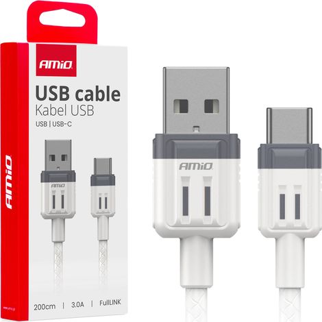 Cavo di ricarica USB-A - USB-C 3A 200cm FullLINK amio-03906 (1/3)