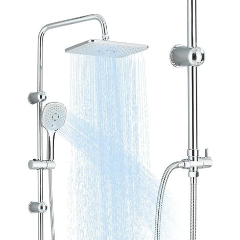 Shower Column without Mixer Chrome Stainless Steel Shower Set with Square Shower Head and Shower Head 29 x 19 cm Bathroom (1/5)