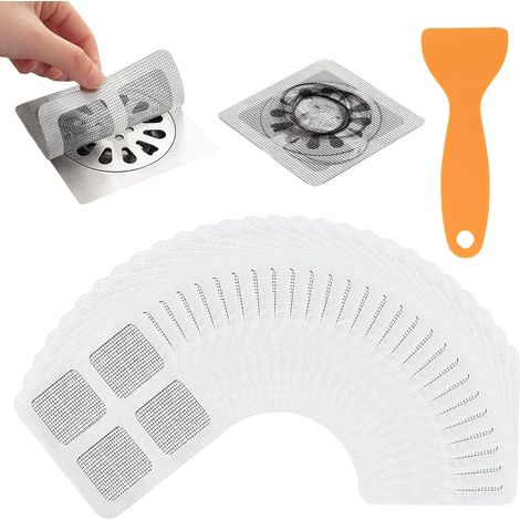 Lot de 100 Tamis à Cheveux jetables Autocollants pour Douche - 10 x 10 cm - pour caniveau de Douche et Baignoire - 100 pièces (1/5)