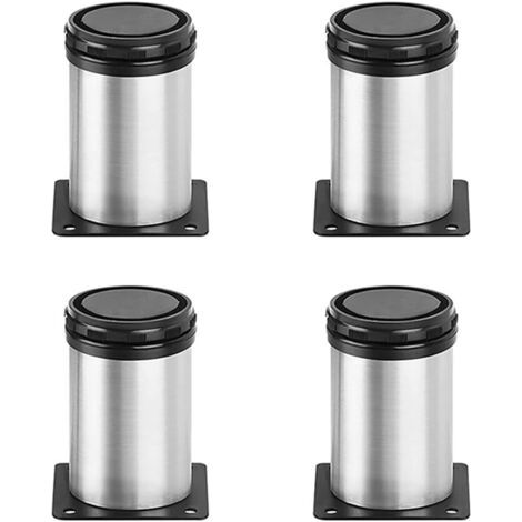 Pieds de meubles en acier inoxydable, pieds de table réglables en métal pour meubles TV, bancs, tables à manger, chaises, armoires, lot de 4 (8 cm) (1/5)