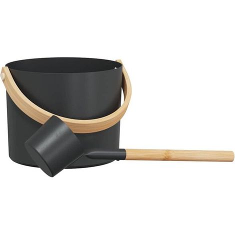 Ensemble d'accessoires de sauna deux pièces, noir (1/5)