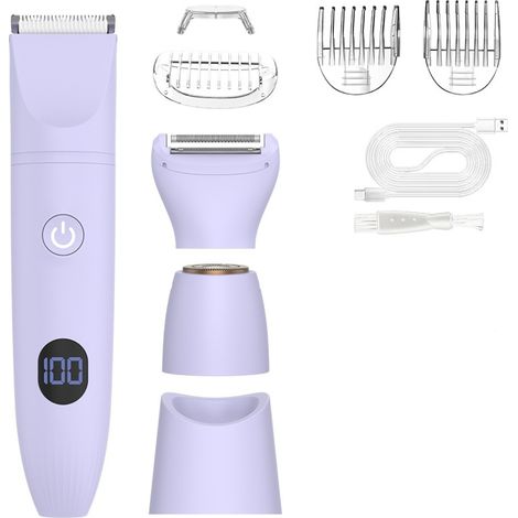 Épilateur électrique 3 en 1 pour femmes – Utilisation sur peau sèche ou humide, affichage numérique, rasoir lavable, tondeuse pour (1/5)