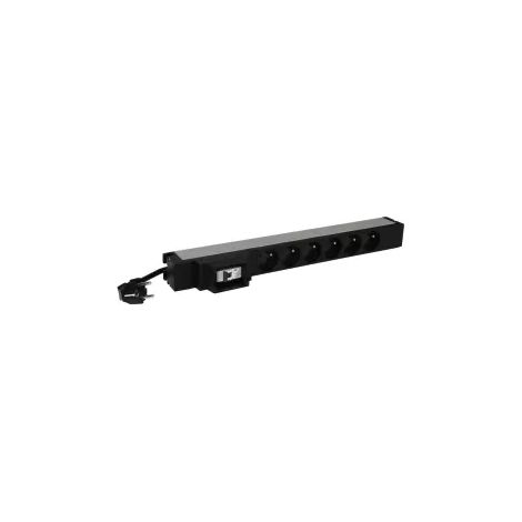PDU avec disjoncteur 16A 19pouces 1U LCS avec 6 prises 2P+T et cordon d'alimentation 3m avec fiche 2P+T 16A (646830) (1/3)