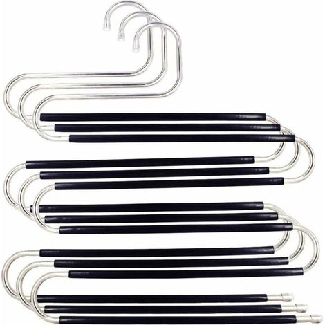 Cintres pour pantalons 3 pièces peu encombrants Type S cintres antidérapants écharpe jeans pantalons serviettes noir, Ensoleillé (1/5)