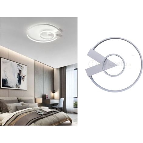 Plafoniera led 32w lampadario con cerchio design moderno tondo anello bianco da soffitto luce naturale freddo  Naturale (1/4)