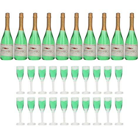 10 Sets de Bouteilles de Champagne Miniatures pour Maison de Poupée - Décoration Réaliste en PVC pour Modélisme DIY