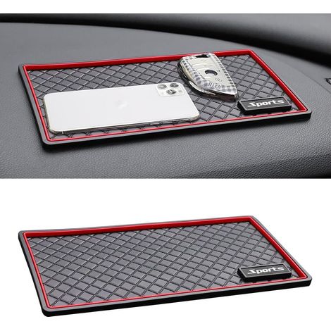 Tapis De Tableau De Bord Antidérapant pour Voiture, Tapis Antidérapant Universel pour Tableau Bord, Voiture Dash Mat Anti-Slip Lunettes Soleil GPS avec Clé(Texture à Carreau) (1/5)