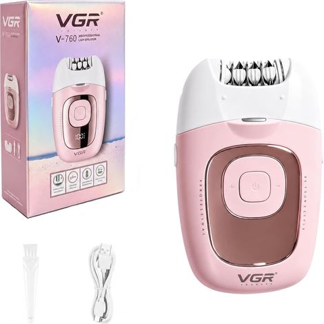 760 Epilateur Electrique Femme Avec Système 18 Pinces,Recharge USB,Rose Rasoir Electrique Femme Avec 2 Vitesses Pour Les Bras, Jambes, Aisselles Et Visage, Tondeuse Intime Femme Avec Éclairage LED (1/5)