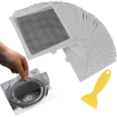 40 pcs. Attrape Cheveux Douche Autocollant Jetable, 15 cm x 15cm, Filtre Cheveux Douche Adhésif Flexible pour Caniveau de Douche, Cuisine, Salle de Bain, Contre Les Bouchons de Drain (1/5)