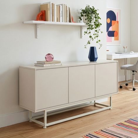 Aparador Boxholm con 3 compartimentos 120x30x55 cm - Oatmeal [en.casa] (1/5)