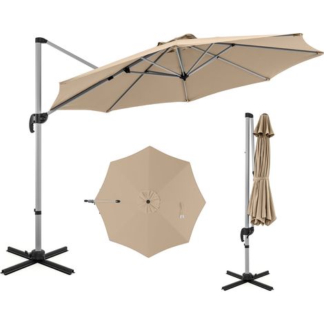 Parasol voladizo 339 x 260 cm rotación de 360° inclinación ajustable diseño moderno en poliéster teñido en beige 200012980