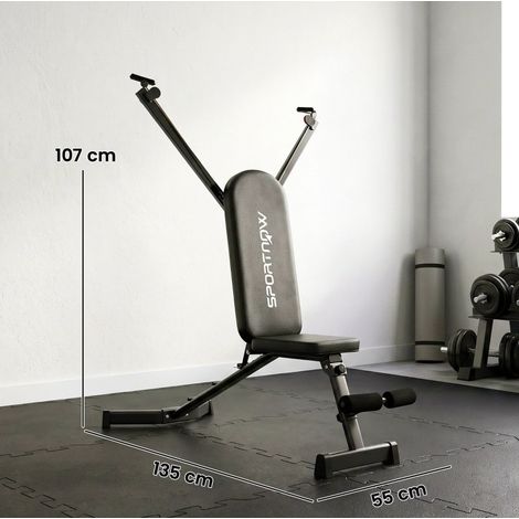 Panca pesi pieghevole con leg extension, schienale a 3 posizioni, carico 300 kg (1/4)