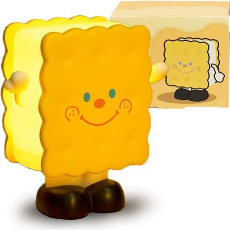 Mignon Lampe de Nuit Biscuit à Toucher, Veilleuse LED Rechargeable par USB, Lumière Douce Réglable pour Chambre à Coucher, Compagnon de Sommeil, Cadeaux de Noël et d'anniversaire (1/5)