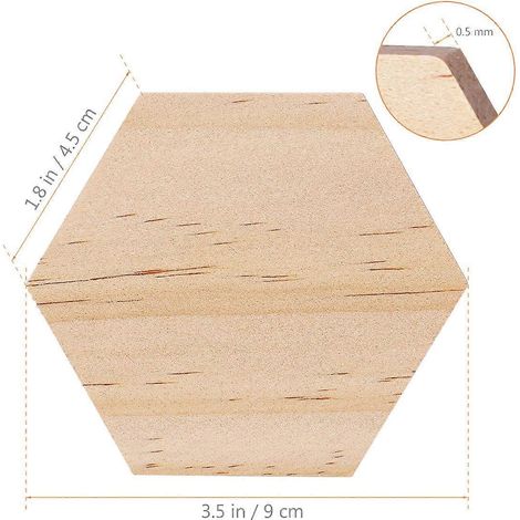 Disques en bois hexagonaux décoratifs, 25 pièces, couleur kaki. (1/5)