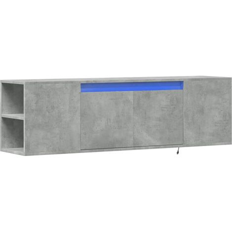 Mueble TV multimedia estantería para televisión buffet para televisión comedor salón dormitorio montado en la pared con luces LED 135 x 31 x 39,5 cm gris 020027863 (1/5)