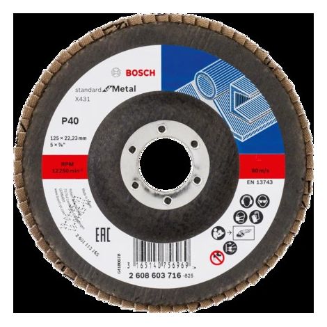 Bosch Accessories 2608603716 X431 Disque segmenté Diamètre 125 mm Ø de perçage 22.33 mm Grain 40 aci (1/2)