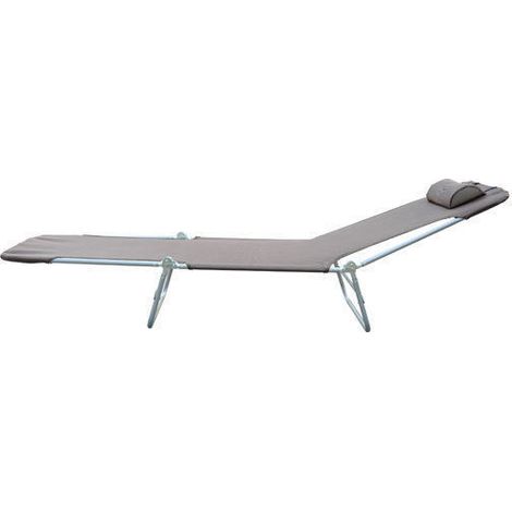 Transat pliable inclinable chaise longue jardin avec coussin tête 5 positions 120kg Marron (1/5)