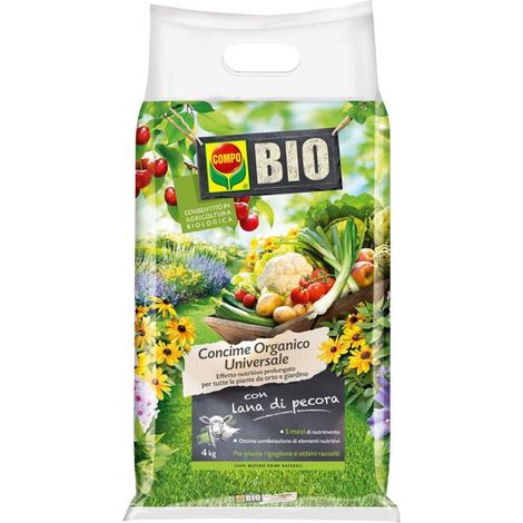 Concime Universale Organico Biologico per piante da orto e giardino con lana di pecora 4 kg (1/2)