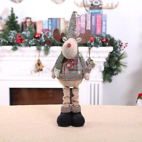 Décorations de Noël rétractables en tissu à carreaux avec flocons de neige, bonhomme de neige et élan pour fenêtres (1/3)