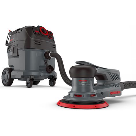 MENZER Levigatrice Rotorbitale ETS 150 2.5 & Aspiratore di Sicurezza VCM 530 PRO incl. Set di Abrasivi