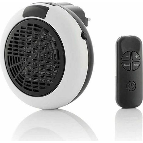 Elektrischer Wandheizlüfter – Steckdosenheizung mit Thermostat und Timer – Steckdosenheizung mit Fernbedienung, Wohnzimmer, Schlafzimmer, Büro – Keramik – 600 W – Weiß (1/5)