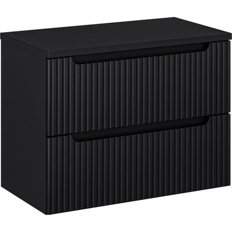 Meuble sous Vasque Noir + Plateau 80 cm - 2 tiroirs - Astral Black - Livraison gratuite (1/5)