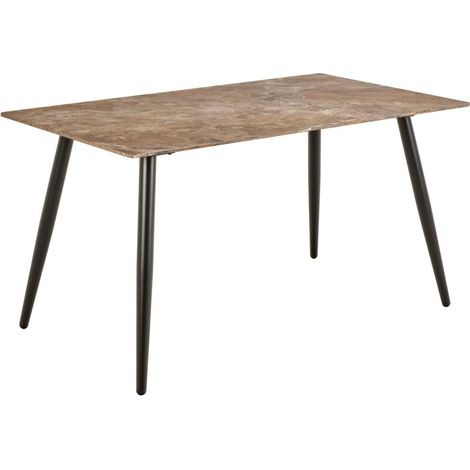 Mesa Norsica 588, Mármol marrón, 75x80x140cm, Cerámica, Metal