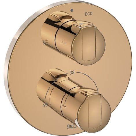 ROUND - Grifo termostático empotrable para baño-ducha T-1000 - ROCA Color: Oro rosado (1/2)