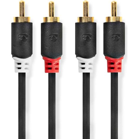 Cavo audio stereo 2x rca hane 2x rca hane guldplaterad 200 m rotondo antracite lada (1/3)