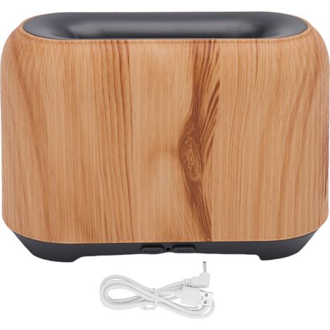 Eosnow 3D-Flammen-Diffusor für ätherische Öle, 150 ml, USB-Aromatherapie-Desktop-Luftbefeuchter mit buntem LED-Licht für Zuhause, Schlafzimmer, Holzmaserung