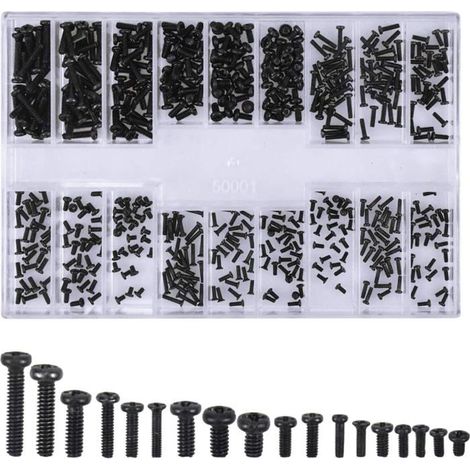 Kit de 500 vis tte ronde universelles pour ordinateur portable M1.2 M1.4 M2 noir Label (1/4)