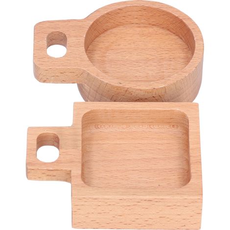 Snackschale aus Buchenholz mit Griff, Mehrzweck-Saucenteller/Behälter für Küche und Garten (rund/rechteckig) (1/5)