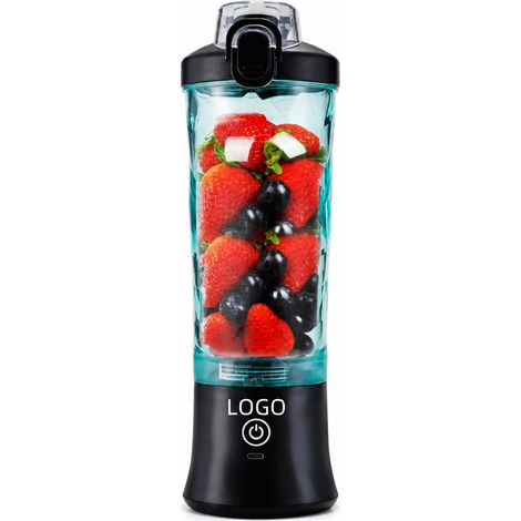 Blender Portable Électrique Rechargeable Noir, Gobelet à Smoothies et Jus avec Fonction Glace Pilée (1/5)
