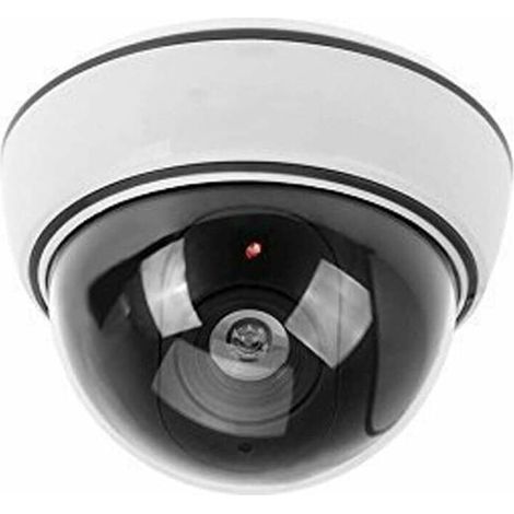 Caméra De Surveillance Fausse - Dôme Blanc ABS - Étanche - LED Rouge Clignotante - Usage Intérieur Extérieur - 1 Pièce (1/3)