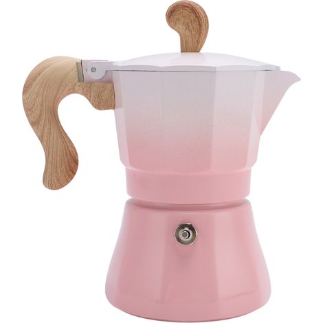 Kaffeemaschine aus Aluminium mit einem Ventil, einem Fassungsvermögen von 150 ml, ideal für Kaffeeeinsteiger, mit rosa Farbverlauf. (1/5)