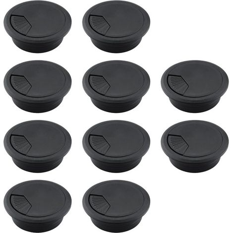 Passe-câbles de bureau, cache-câbles en plastique ABS, organiseurs de câbles réglables et amovibles – Lot de 10, 50 mm, noir (1/5)